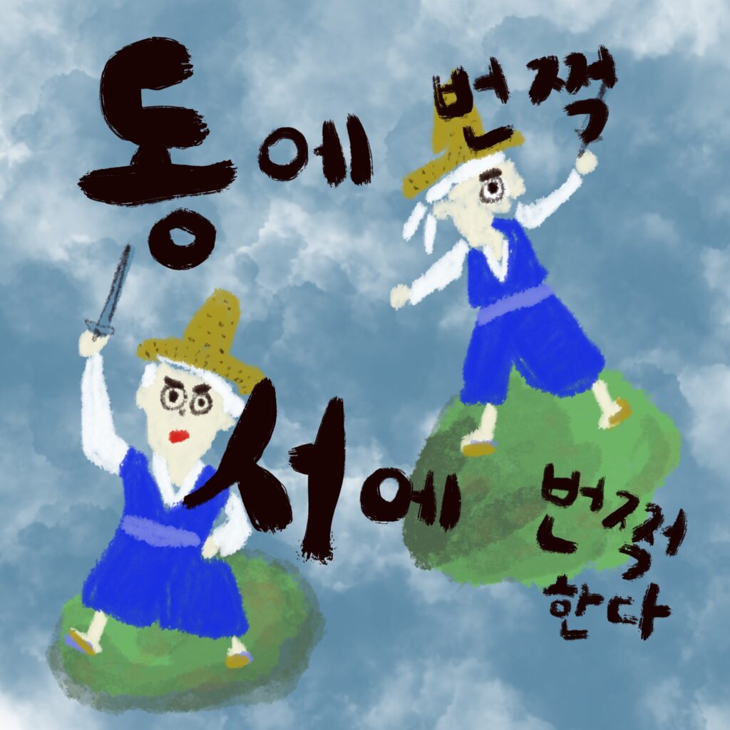 동에 번쩍, 서에 번쩍한다